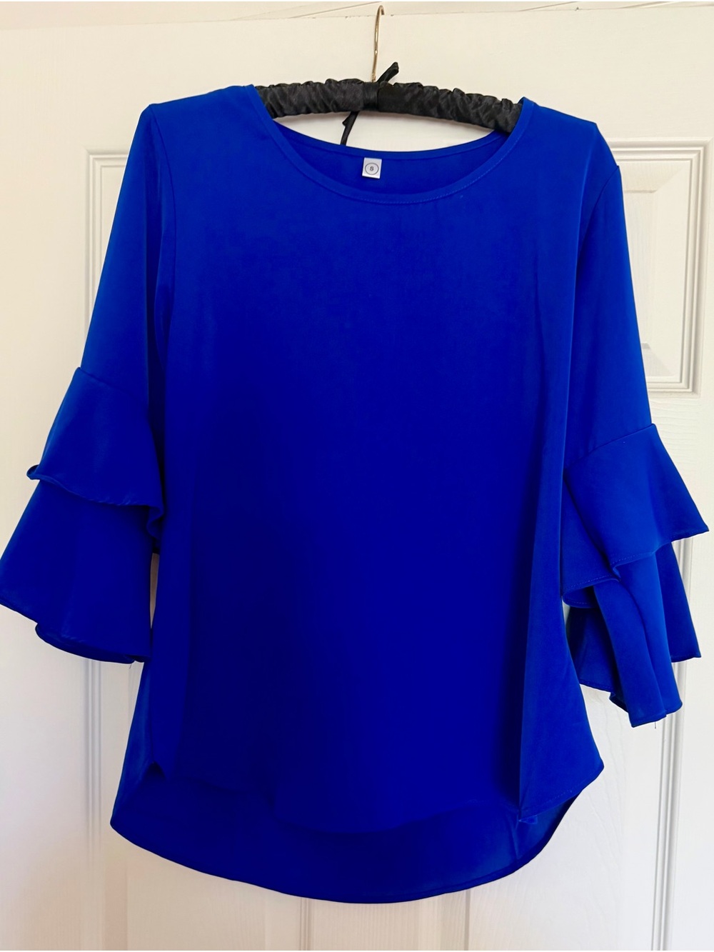Ruffle Sleeve Blouse in Royal Blue - Women's